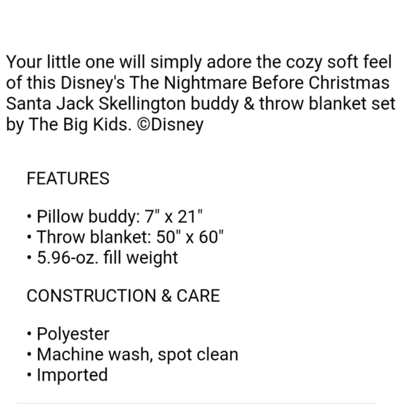 👀50% OFF🎅💀 🛏 NWT‼️ The Big Kid Plush Santa Jack Buddy w/ Cozy Throw Blanket - Picture 4 of 7